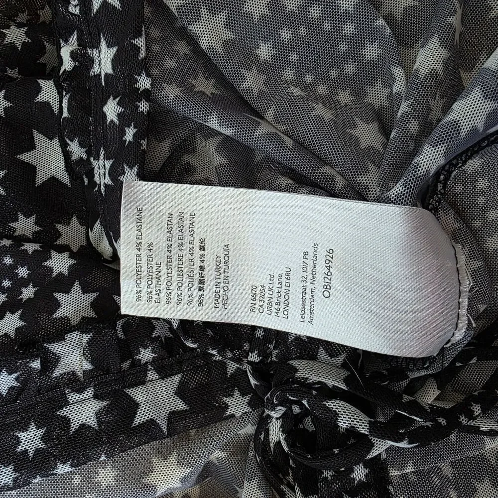 Free People Marne Sheer Stars Top In Black Size Medium